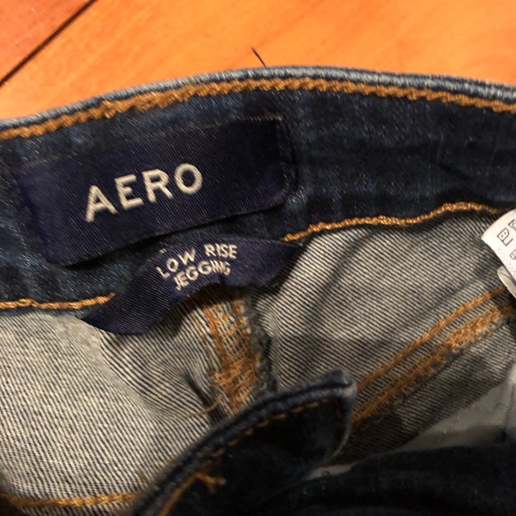 AERO Low rise jegging jeans distressed skinny dark stretch denim Sz 0 - Picture 3 of 5